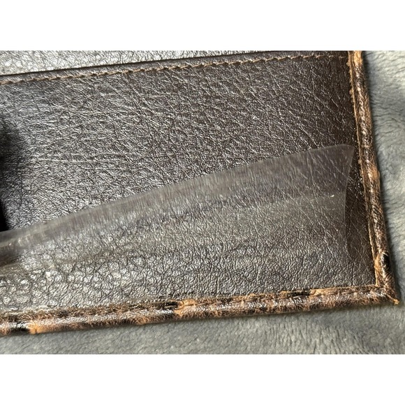 Ostrich Skin Wallet Mens Brown Bifold Checkbook Credit Card Holder Western - Picture 3 of 7